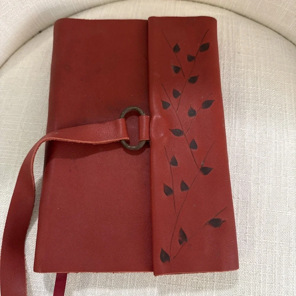 9x5 Inch sketchbook Leather blank page diary Leather diary for travel Leaf Print